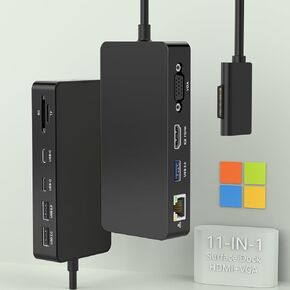 Microsoft Surface Dock: Triple Display (4K HDMI + VGA), 11-in-1 Docking Station with Power for Surface Pro 10/9/8/X/7/6/5/4/3 & Laptop go 6/5/4/3/2/1 & Book 3/2/1