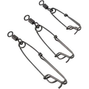 3PCS Longline Fishing Snap Clips 2in/3in/4in Black Stainless Steel Floating Line Fish Clip with Rolling Swivel Outdoor Fishing Accessories