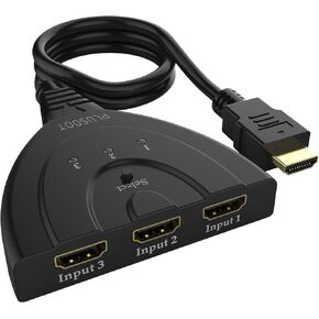 HDMI Switch, Yxflz 3-Port HDMI Switch Splitter 3x1 Selector with Pigtail Cable HD 1080P 3D Switcher Supports HDTV, Blu-ray, DVD, PS4/PS3,Xbox 360, Xbox One/One S