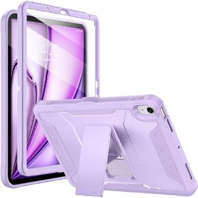 Soke Case for iPad Air 11-Inch M2, iPad Air 6th/5th/4th Generation (2024/2022/2020), with Built-in Screen Protector and Kickstand, Rugged Full Body Protective Cover for Apple Air 10.9 - Violet