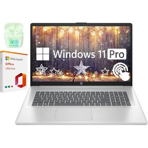 HP 17.3 "شاشة تعمل باللمس وأجهزة الكمبيوتر المحمول للطلاب ، 64 جيجابايت من ذاكرة الوصول العشوائي 2TB SSD ، AMD Ryzen 5 ، 1600 × 900 شاشة ، جهاز كمبيوتر محمول Windows 11 Pro مع Microsoft Office Lifetime Suite ، بالإضافة إلى سماعات الأذن ، Silver