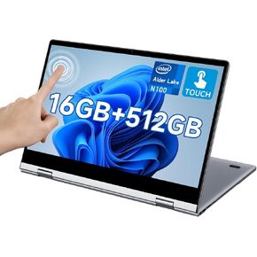 BMAX LAPTOP 2 في 1 شاشة تعمل باللمس 13.3 "، 16 جيجابايت DDR5 RAM 512GB SSD ، Intel Celeron N100 Quad Core Processor (تصل إلى 3.4 جيجا هرتز) ، كمبيوتر محمول على شاشة تعمل باللمس ، لوحة مفاتيح الإضاءة الخلفية ، FHD IPS ، Body Body Thin Metal Y13 Pro in Kuwait