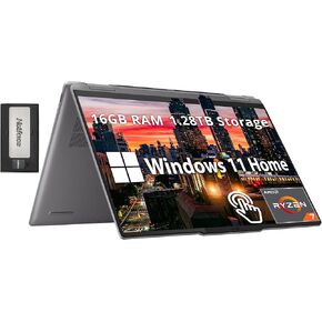 Lenovo Yoga 7 2-in-1 14" 2K Touchscreen Laptop, AMD Ryzen 7 8840HS, 16GB RAM, 2.28TB Storage (2TB SSD+288GB Docking Station Set), AMD Radeon Graphics, Fingerprint Reader, WiFi 6E, Win 11, Artic Grey