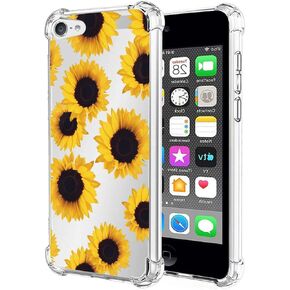 Case for iPod Touch 7 / for iPod Touch 6 / for iPod Touch 5 Case Clear Case, Soft TPU Shockproof Protective Transparent Phone Cover for Apple for iPod Touch 5/6 / 7th (Sunflower)