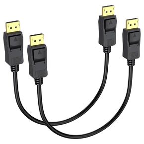 DisplayPort Cable 1 FT 2-Pack, (Display Port) DP to DP Male to Male Cord, Gold-Plated, Supports 4K@60Hz, 2K@165Hz Compatible for Monitor, Computer, Laptop, Graphics Card, Docking Station