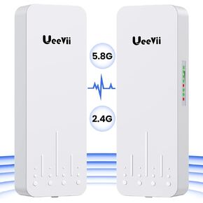 Dual Band Wireless Bridge,UeeVii CPE852 2.4G 300Mbps | 5.8G 900Mbps | 16+9dBi High-gain Antenna | 5KM Working Distance | Point to Point Ptmp WiFi Bridge Outdoor CPE with Gigabit RJ45 Port,2Pcs