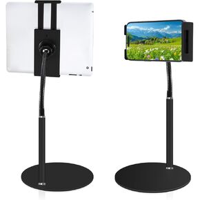 360°Tablet Stand for Desk,Adjustable Height and Angle Gooseneck Swivel Holder,Metal Tablet Stand with Flexible Arm for iPhone,iPad Pro/Air/Mini and 4.2-7 inch Tablets（White）