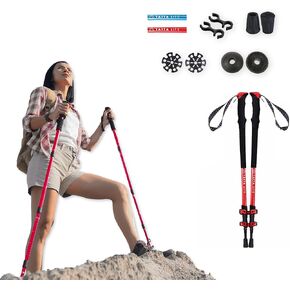 Adventure Pro Trekking Poles for Hiking - Anti Slip Collapsible Walking Sticks for Travel with Cork and Eva Grip, Lightweight Hiking Poles for Men and Women, 2 Sticks in 1PACK