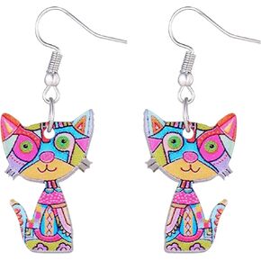Cute Cat Earrings Stud Pearl Earrings for Women Mouse Cubic Zircon Hypoallergenic Earrings Christmas Birthday Gift