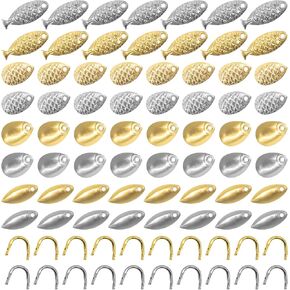 700Pcs 8 Styles Fishing Spinner Blades Assorted Set with U-Shaped Brass Links, Silver and Gold Deep Cup Spinnerbait Blade and Clevis for Freshwater Saltwater Lures Worm Spoons Rigs Making