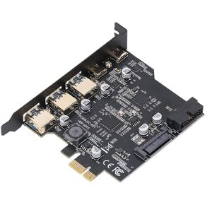 Tangxi PCIe to USB 3.2 Gen 2 Card, 5 USB Port (3 USB Type A and 2 USB C Port) PCI Expansion Card with 20 Gbps Bandwidth, Supports Linux and OS X, for Desktop Computer