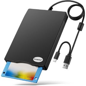 Floppy Disk Reader 3.5 inch USB Floppy Disk Drive External 3 1/2 Floppy disc Reader Portable Floppy Diskette Drive USB C for PC Laptop Notebook Computer with Windows 11/10(Smooth Texture, 3.5 Inch)