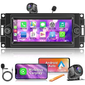 4GB + 64GB Car Radio Stereo for Dodge Ram 1500/2500/3500 (2006-2008), Dodge Durango (2005-2008), Chrysler 300 Touring/300C/300M (2005-2007), Jeep Grand Cherokee (2005-2009) – Android 13 CarPlay Screen