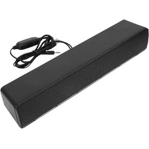 USB Wired Stereo Soundbar Music Player Bass Surround Sound Box 3.5mm Input for PC Cellphones Tablets Desktop Laptop(Black)