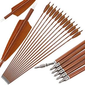 wolfman 30" Archery Carbon Arrows Spine 500 600 Hunting Arrows with 4" Turkey Feather Targeting Arrows for Compound & Recurve &Traditional Bow 6/12pcs