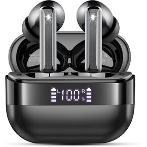 Wireless Earbuds, 2025 Bluetooth 5.4 Headphones Bass Stereo, Ear Buds with 4 Mics ENC Noise Cancelling, Bluetooth Earbuds 48H Playtime LED Display Charging Case, IP7 Waterproof in Ear Earphones Black