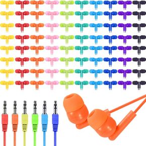 50 Pack Bulk Earbuds for Kids, Classroom Set Earbuds, Affordable in-Ear with 3.5mm Jack, Wired Headphones for Chromebook Laptop PC