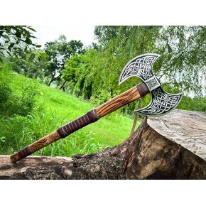 Dark WARRIORHandmade Double Head Berserker Axe, Large Norse Axe, Hand Forged Steel Axe,Double Blade Axe, Forest Axes Hewing Axe Broad Axe Hunting Axe Dane Axe