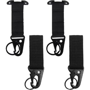 SCORYULE Tactical Gear Clip Set, 2 T-Mount Clip+2 Normal Clip, Clash Hook Hanging Carabiner, MOLLE Webbing Battle Belt Clip, Metal Key Holder, Vest Accessories