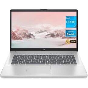 HP 17 Inch Laptop, Intel Core i5-1235U Powerful Processor, 17.3" FHD Anti-Glare Display, 32GB RAM, 1TB SSD, Windows 11 Home, Backlit Keyboard, Natural Silver, Alpacatec Accessory (Renewed)