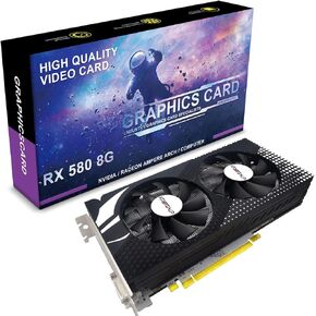 RX 580 Graphics Card, 2048SP, Real 8GB, GDDR5, 256 Bit, Pc Gaming Video Card, HDMI/DP/DVI Outputs, PCI Express 3.0 with Freeze Fan Stop for Desktop Computer Gaming Gpu