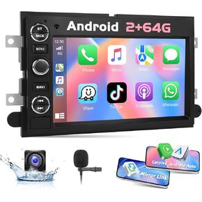 2+64G Car Stereo Radio for Ford F150 F250 F350 Fusion Taurus Freesatr MKX Mark LT with CarPlay Android Auto 9" Touch Screen Bluetooth Audio GPS Navigation Mirror Link WiFi RDS HD Backup Camera