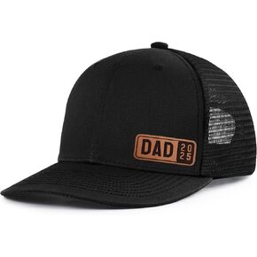 Dad Est 2023 2024 2025 Hat for Men Customization Leather Patch Trucker Hat
