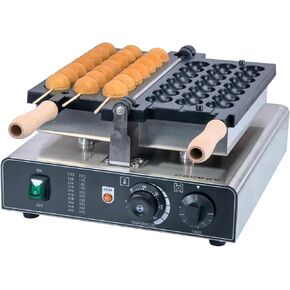 Commercial Waffle Skewer Maker, 120V 3-Grid Nonstick Electric Bubble Waffle Ball Machine, Double-heating Stainless Steel Bubble Waffle Stick Machine for Restaurant, Snack Bar, Street Stall