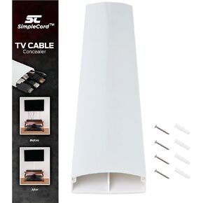 32-Inch Cord Cover - On-Wall Cable Management Kit for Wall-Mounted TV or Computer Cables - Dual Channel Wire Organizer by Simple Cord (White)