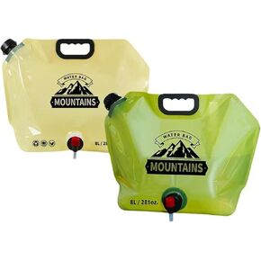 Collapsible Water Container with Spigot,2.1Gallon BPA Free Water Storage Carrier Jug for Folding Hiking,Canteen,Outdoor Sport,Riding,Mountaineer,Hurricane Emergency Water Bottle （1Pcs Green）