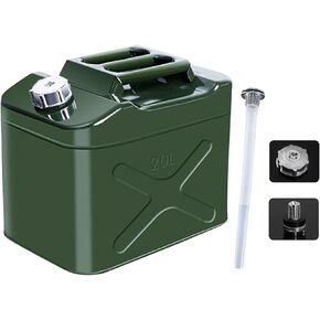 5 Gallon Metal Can, Portable Water Can, with Flexible Spout, Water Container for Camping Outdoors