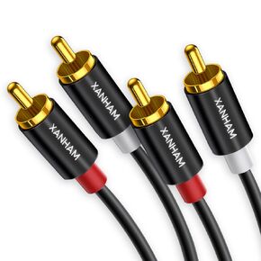 2RCA to 2RCA Cable 6.6 Feet Gold-Plated Contacts 2 RCA Male to Male Audio Cable for Speaker, Hi-Fi Systems, Home Theater, HDTV, etc.