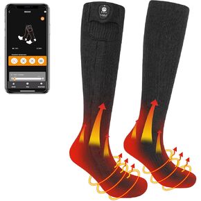 SAVIOR HEAT Heated Socks for Men & Women 2023 Upgraded - APP Remote Control Electric Thermal Socks, 7.4V 2200mAh Battery, for Snowfield Ski Hunting Camping Fishing Riding