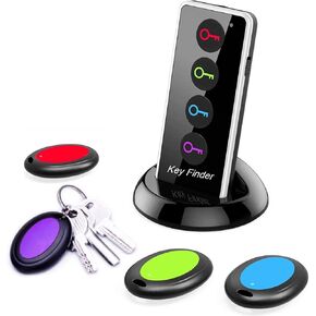 Key Finder, 85dB+ RF ltem Locator Tags with 131ft. Working Range, Wireless Remote Finder Key Finder Localor for Finding Wallet Key Phone Glases Pet Tracker, 1 RF Transmiter & 4 Receiver