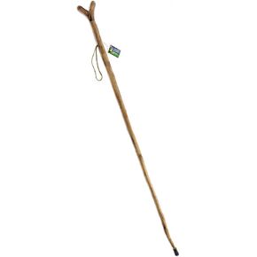 SE Natural Wood Walking Stick with V Yoke for Rifle, Steel Spike and Metal-Reinforced Tip Cover, 55" - WS622-55YH
