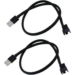 2PCS USB Adapter Cable to 3-Pin / 4-Pin 5V Fan Power Adapter Computer Case Fan Conversion Cable USB50CM Computer Cooling Fan Adapter