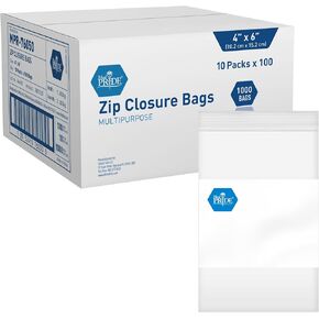 MED PRIDE Reusable Clear Zip Closure Bags [Bulk Pack of 1000] Strong Plastic Storage Bags With Zipper| Medical Zip Bags With Writing Block For Labeling| Medium Size (4'' x 6'')