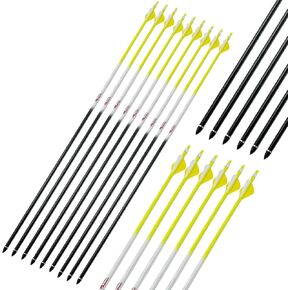 Linkboy Archery Carbon Arrows Hunting Practice Target Arrows 28/29/30/31/32inch Removable Tip for Compound Recurve Long Bows, Spine 250 300 340 400 500 600 700 800 900 1000, Pack of 12PCS