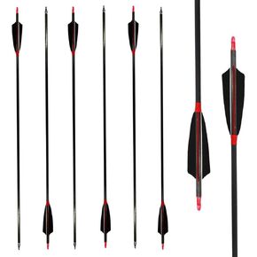 Letszhu Carbon Archery Arrows 500 Spine with Real Feathers for Compound Recurve Bow (12 Pack)