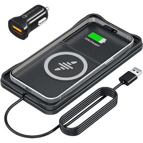 Wireless Car Charger, LANSEMKU Car Wireless Charger Charging pad Non Slip 15w Fast Charger for Car Wireless Phone Charger for iPhone16/15/14/13/12 Pro Max,Samsung S24 S23 S22 for Android(100CM Cable)