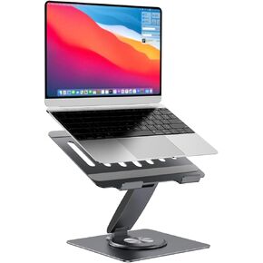 Adjustable Laptop Stand for Desk with 360° Swivel Base, Aluminum Laptop Holder, Foldable Ergonomic Laptop Cooling Riser, Supports up to 18 Pounds, for Macbook Air/Pro Dell/HP and All Laptops 7-15.6"