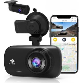 Z-Edge Z3D 4K Front and Rear Dash Cam with WiFi, GPS, Dual Cam, Car DVR, Night Vision, Parking Mode, G-Sensor, Loop Recording