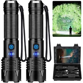 Rechargeable Flashlights 990000 High Lumens, Super Bright LED Flashlight 2 Pack, IPX7 Waterproof Flashlight with 5 Modes, Handheld Flash Light for Emergencies, Camping, Hiking, Home