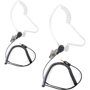 3.5mm Surveillance Earpiece, Listen Only Acoustic Tube Headset for Walkie-talkies Ham Transceiver, Radio Speaker Mic Jacks Accessories(90° Plug/2Packs)