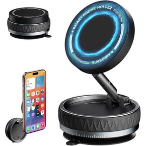 Eastcoo Vacuum Suction Magnetic Phone Holder with 360 Degree Rotation, Handsfree Magnetic Phone Holder Mount for Car/Smooth Surface,Foldable and Retractable Phone Holder for All Phones,Black