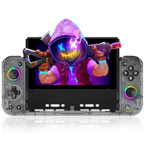 ADHJIE Switch Controller for Nintendo Switch/OLED, RGB LED Light Handheld Switch Pro Controller for Nintendo Switch, Full Size Ergonomic Switch Joypad Controller, Dual Vibration & Programming, Black