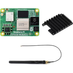 waveshare CM5 Pi Compute Module 5，Comes with an Official Raspberry Pi CM5104032 (with Wireless, 4GB RAM, 32GB eMMC Flash), an Antenna Kit and a HEATSINK. (3 Items)