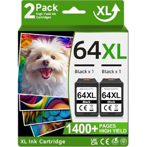 64XL Ink Cartridges Black Compatible for HP 64XL Black Ink Cartridge Compatible for HP 64 Ink Fit for Envy Photo 7855 7858 7800 7155 7120 6252 7158 7100 7164 Inspire 7955e 7950e Tango Printer