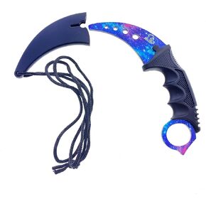 Falcon 7.5" Tactical Fixed Blade Trainer, For Training Purpose Only (Blue Galaxy)