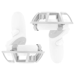 Geekria Anti-Collision Protection Frame Cover Set Compatible with Meta Quest 2, Handle Bumper Guard Set, VR Handle Stand Anti-Drop Protector, VR Game Accessories (White)